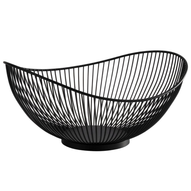 CESTINO OVALE METALLO 29X25CM 13H NERO